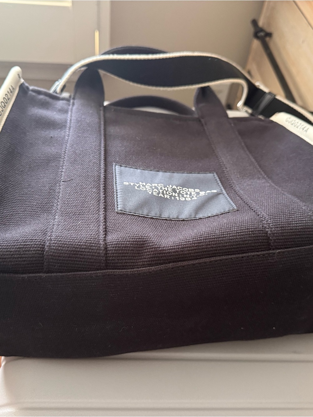 Marc Jacobs Black Canvas Duffel Tote with White Trim